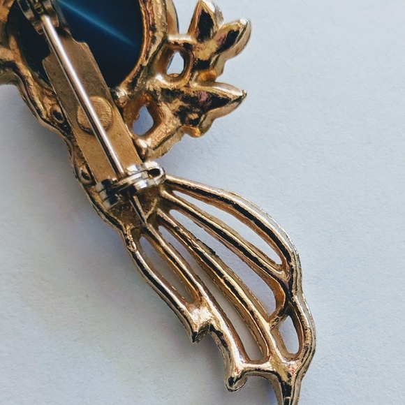 Vintage bird of paradise pin brooch w blue stone - Picture 2 of 5